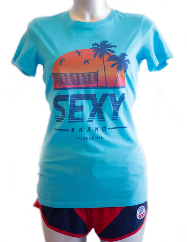 sxy-cali-horizon-crew-neck-t-shirt-femme-turquoise image 1