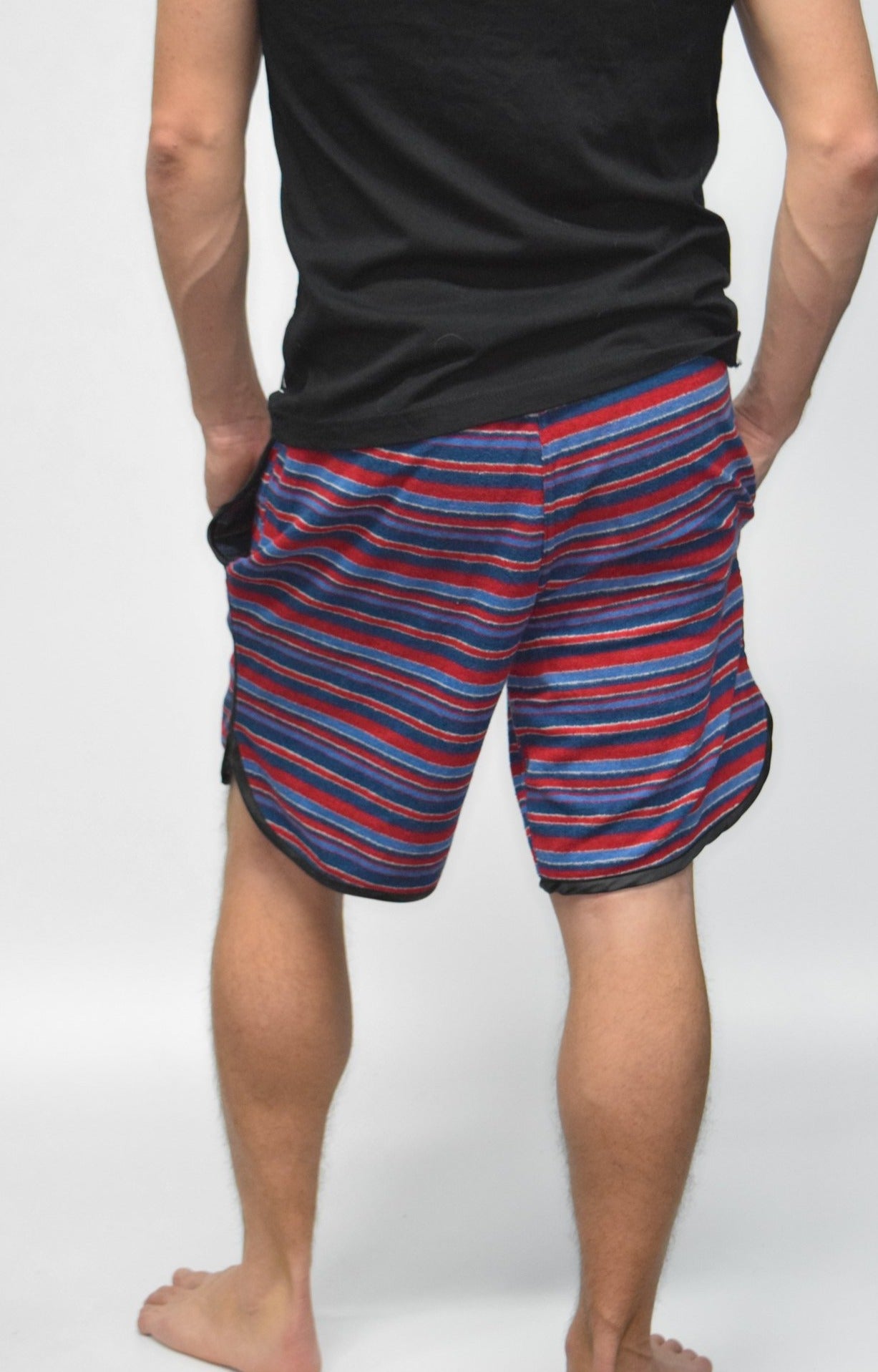 sxy-terry-cloth-short-homme-bleu-rouge-made-in-italy image 2