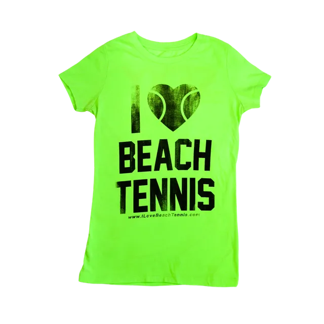 sxy-i-love-beach-tennis-t-shirt-col-v-femme-vert-n-on-noir-d-lav image 1