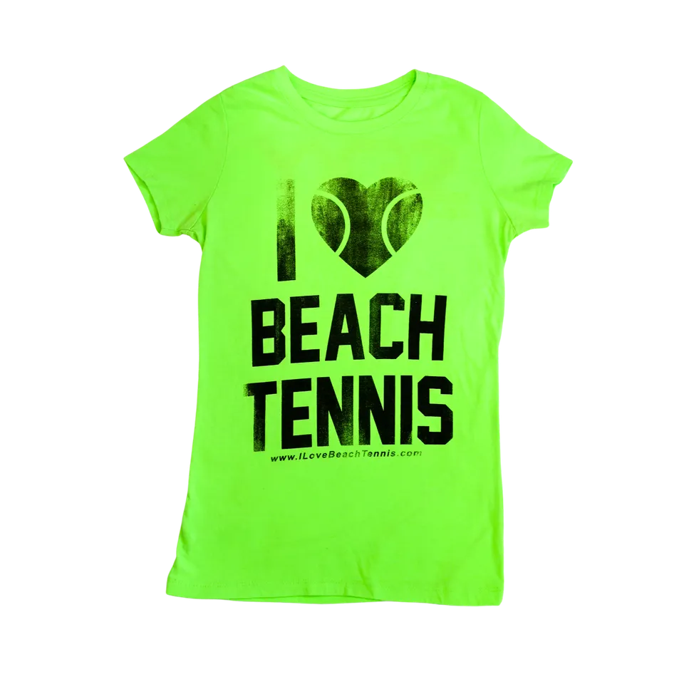 sxy-i-love-beach-tennis-t-shirt-col-v-femme-vert-n-on-noir-d-lav image 1