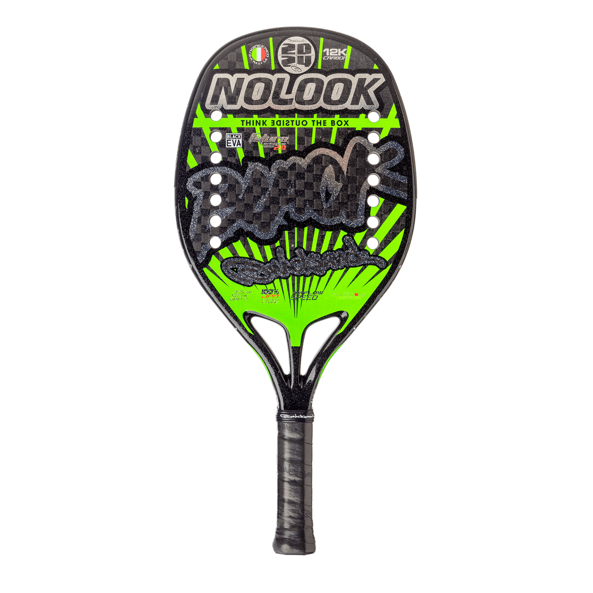 quicksand-no-look-black-2024-raquette-beach-tennis-carbone-k12-345g image 1