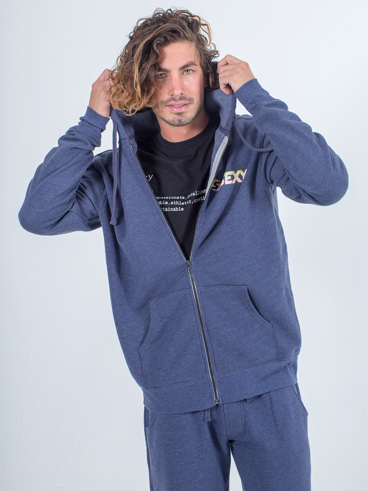 sxy-softie-zip-up-hoodie-heather-navy-sweat-zipp-homme-coton image 2