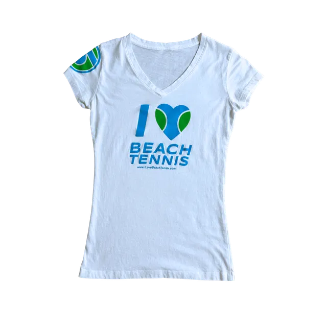 sxy-i-love-beach-tennis-t-shirt-col-v-femme-blanc image 1