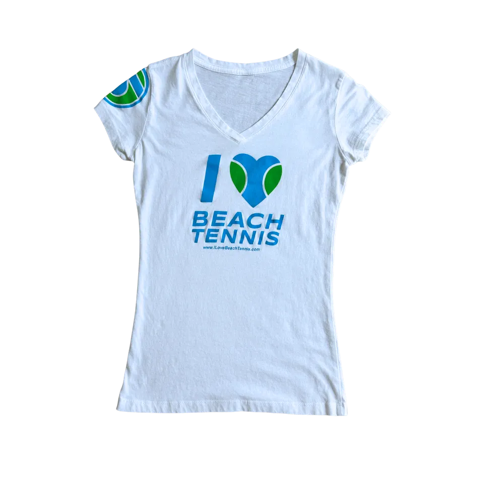 sxy-i-love-beach-tennis-t-shirt-col-v-femme-blanc image 1
