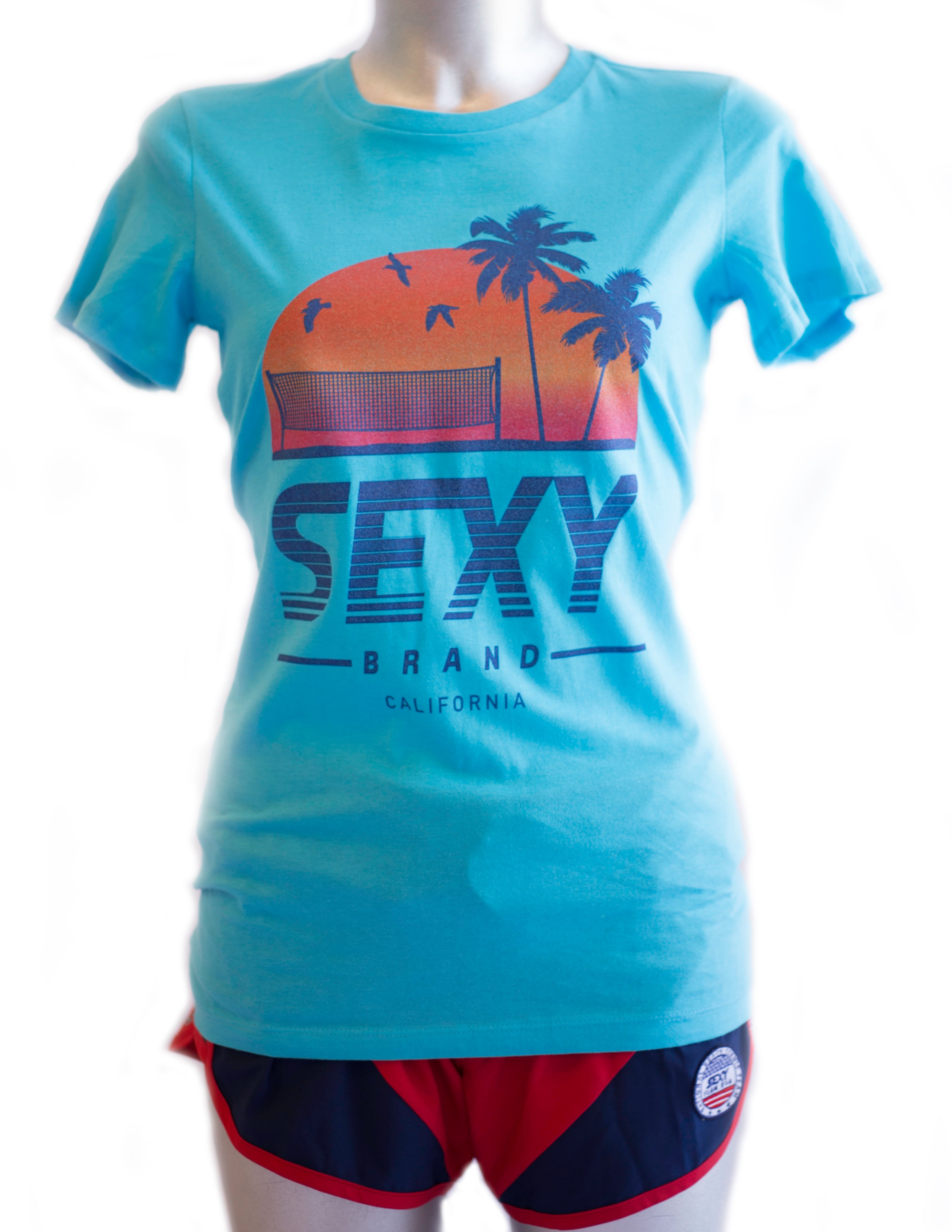 sxy-cali-horizon-crew-neck-t-shirt-femme-turquoise image 1