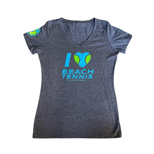 sxy-i-love-beach-tennis-t-shirt-col-v-femme-charcoal image 1