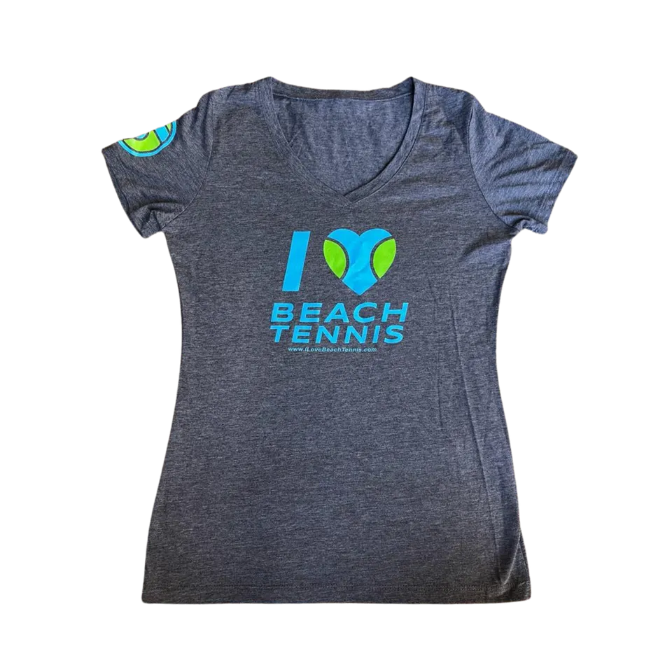 sxy-i-love-beach-tennis-t-shirt-col-v-femme-charcoal image 1