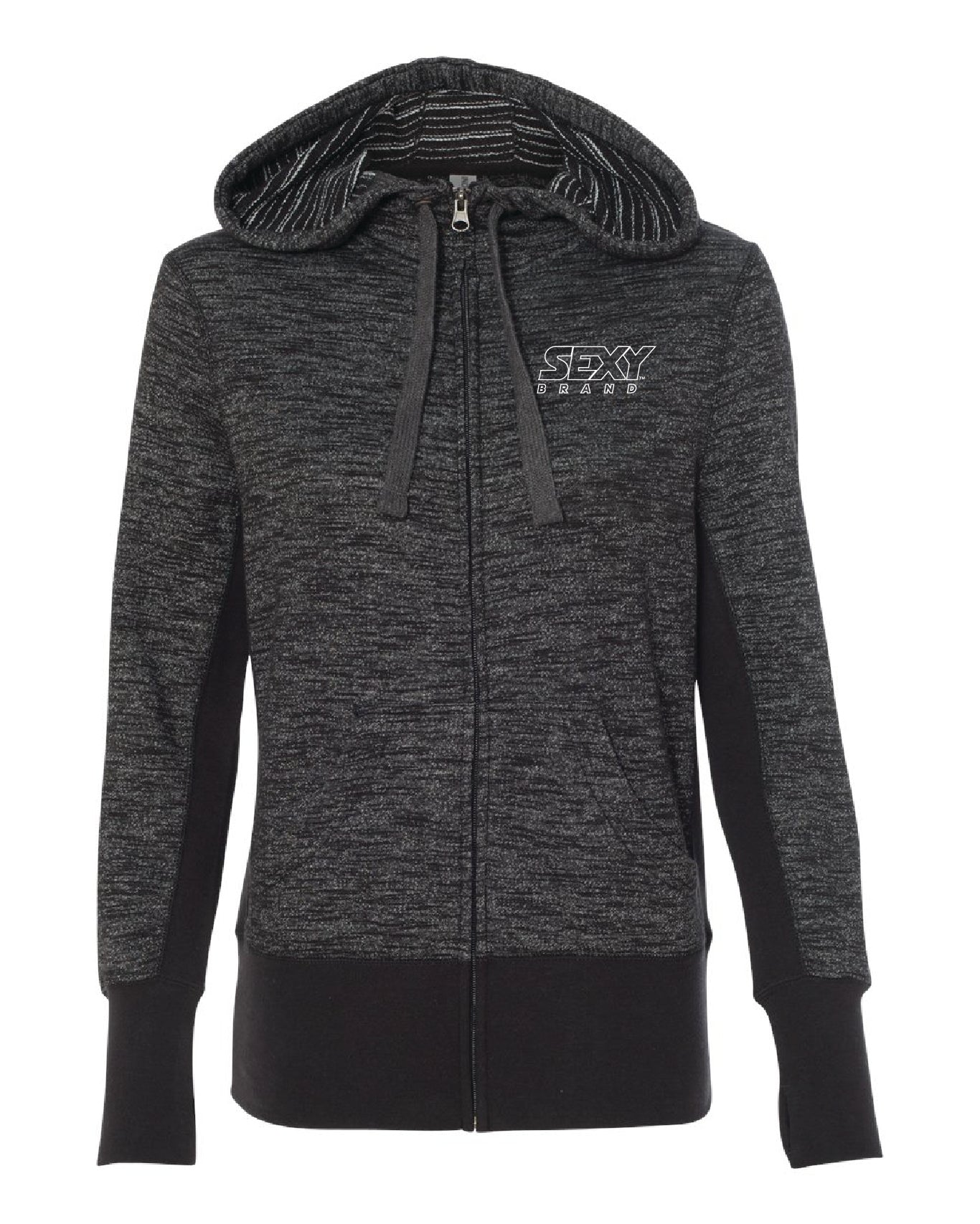 sxy-south-of-the-border-hoodie-zipp-femme-baja-black-french-terry image 1
